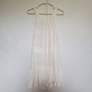 Halter Mini Dress Coastal Cowgirl Boho-Chic White Tiered by Mustard Seed (M)